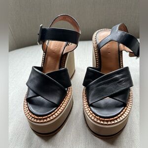 Robert Clergerie black leather wedges